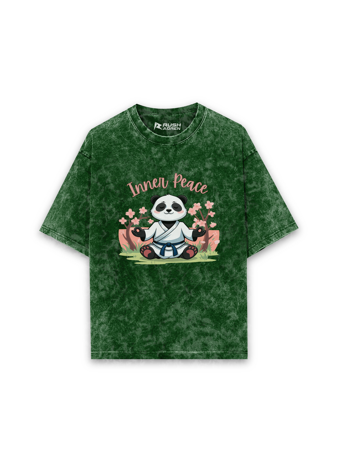 Zen Spirit Panda Acid Wash Oversized T-shirt