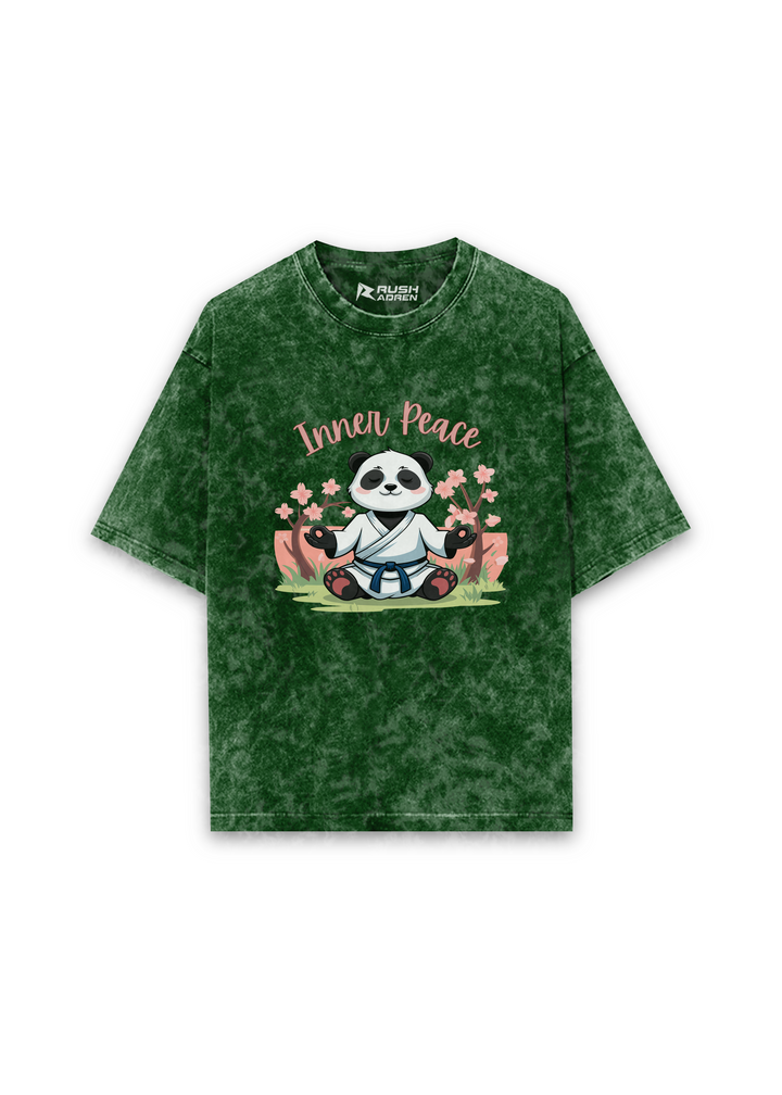 Zen Spirit Panda Acid Wash Oversized T-shirt