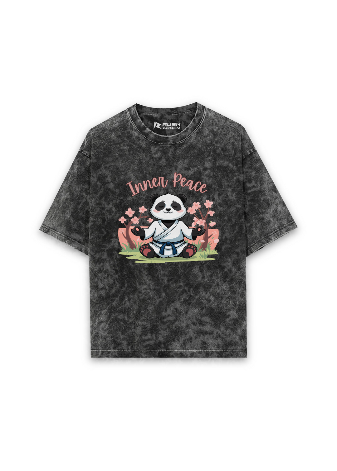 Zen Spirit Panda Acid Wash Oversized T-shirt