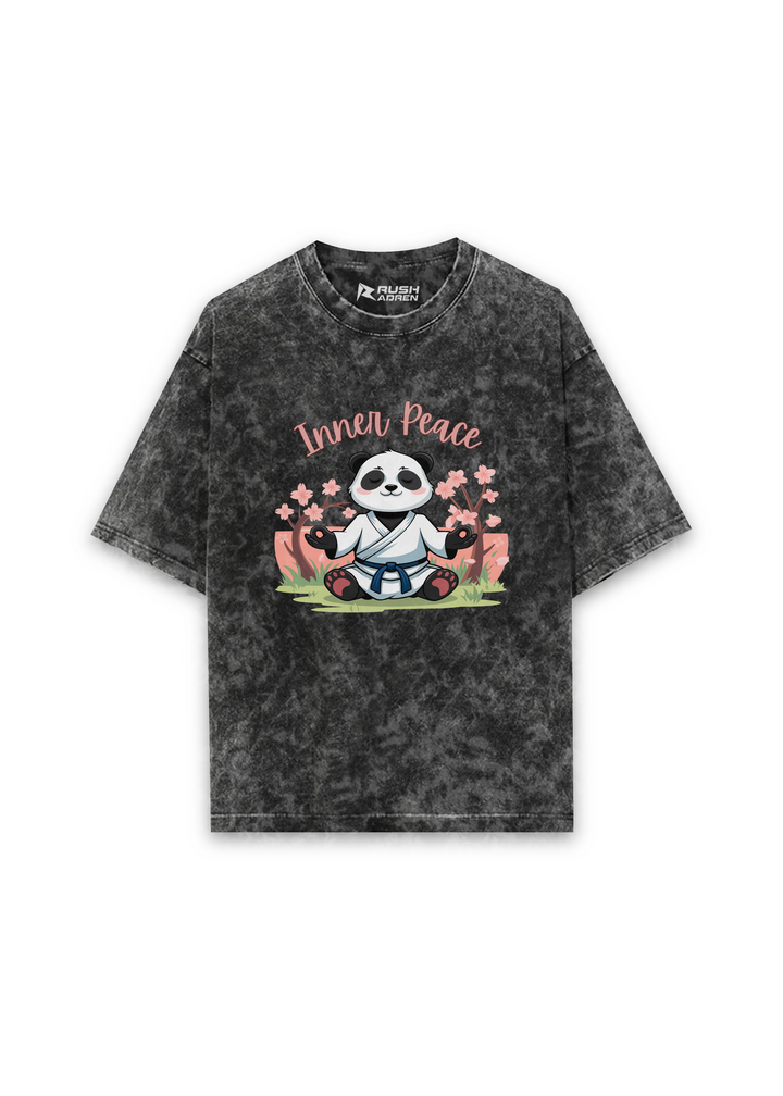 Zen Spirit Panda Acid Wash Oversized T-shirt