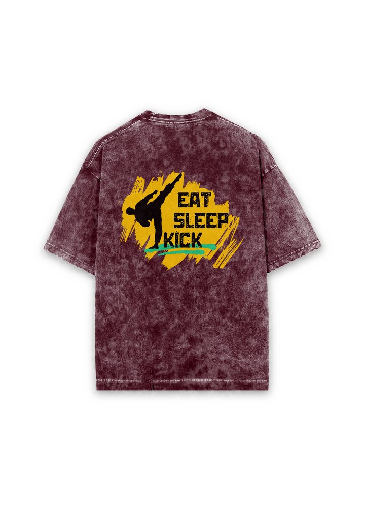 Eat Sleep Kick Acid Wash Oversized T-shirt