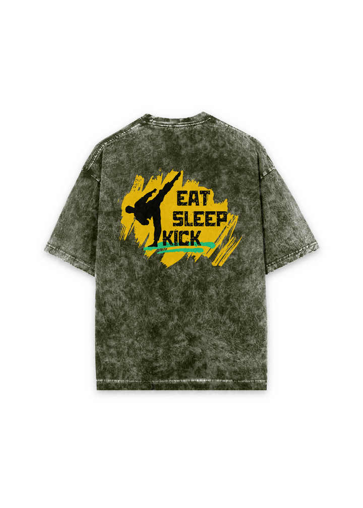Eat Sleep Kick Acid Wash Oversized T-shirt