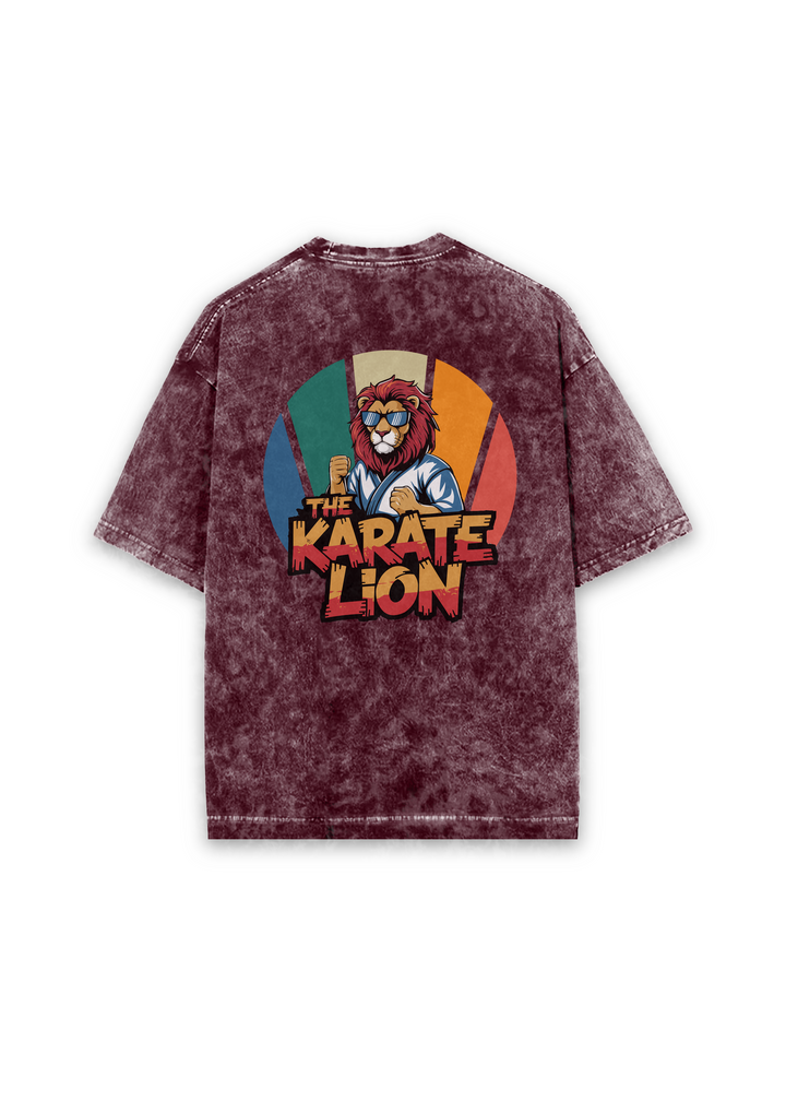 Karate Lion Acid Wash Oversized T-shirt