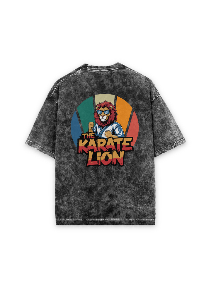 Karate Lion Acid Wash Oversized T-shirt