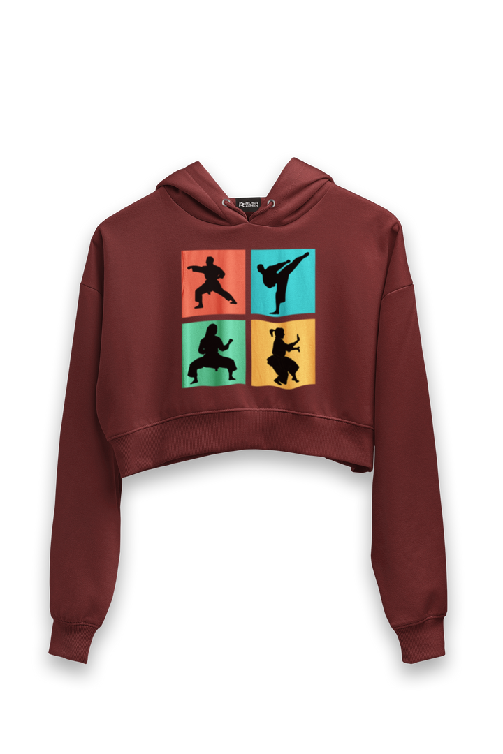 Pop Art Karate Moves Crop Hoodies