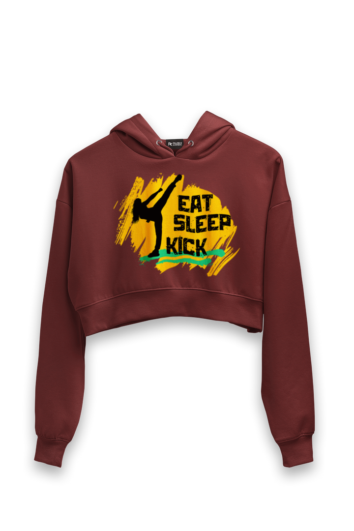 Eat Sleep Kick Crop Hoodie