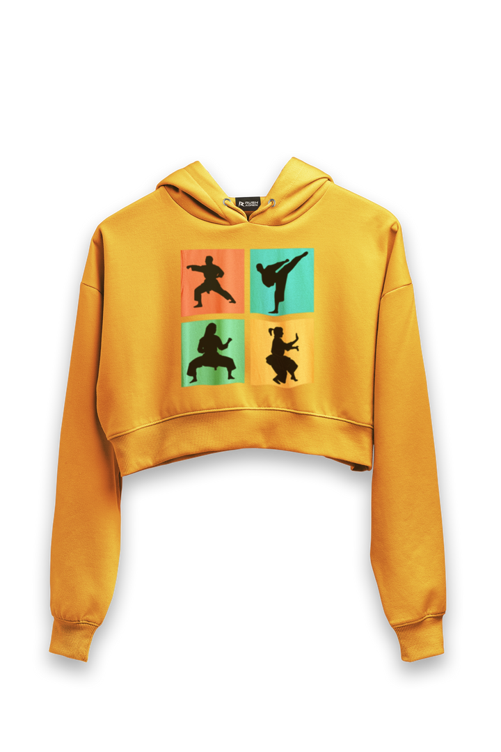 Pop Art Karate Moves Crop Hoodies