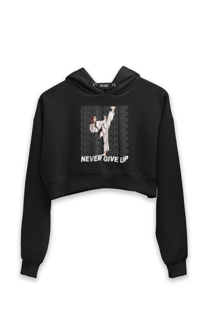 Karate Never Give Up Crop Hoodie