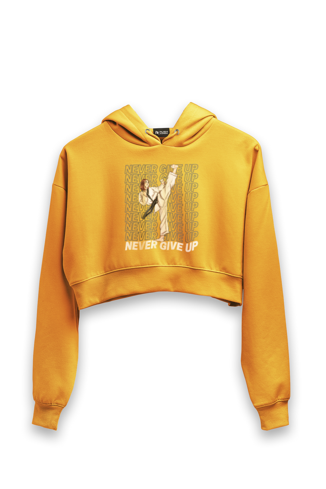 Karate Never Give Up Crop Hoodie