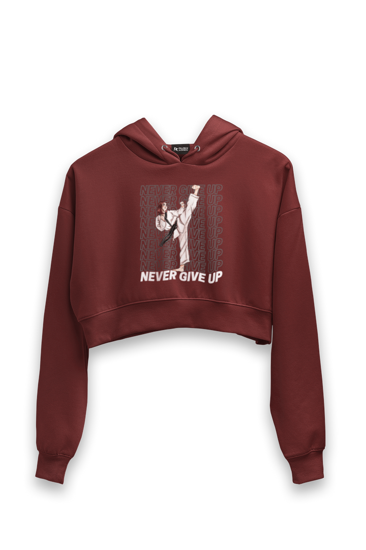 Karate Never Give Up Crop Hoodie