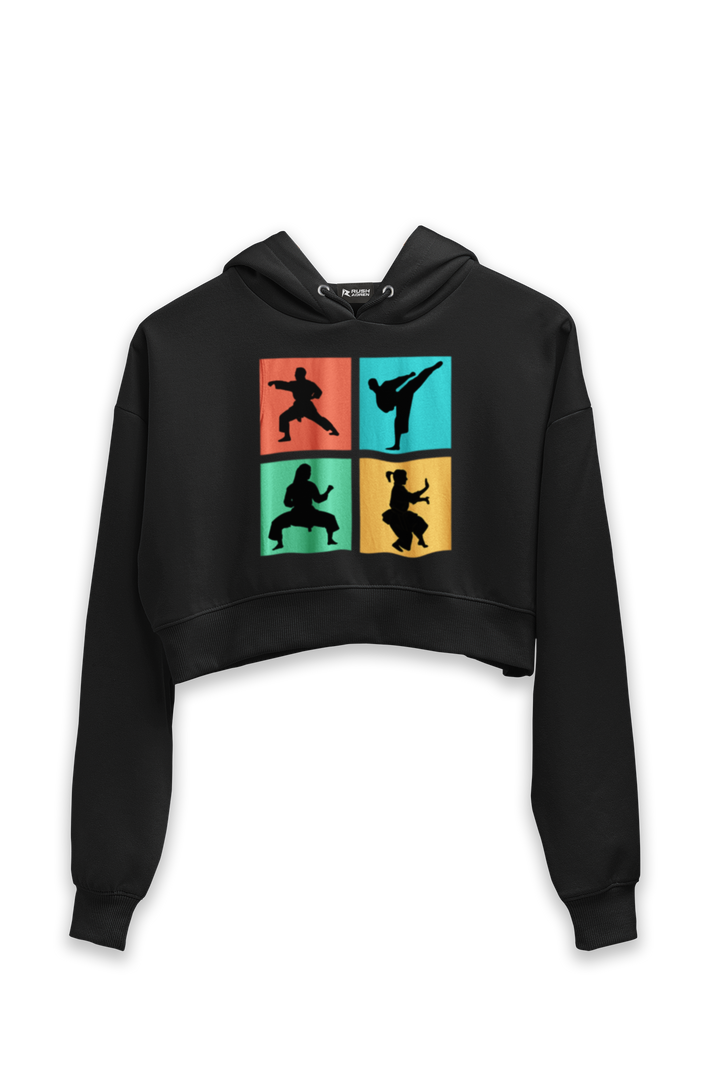 Pop Art Karate Moves Crop Hoodies