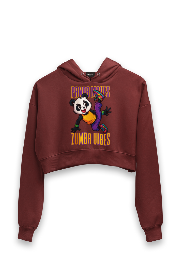 Panda Moves Zumba Vibes - Female Cropped Hoodie