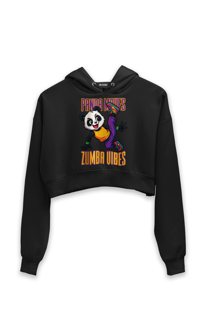 Panda Moves Zumba Vibes - Female Cropped Hoodie