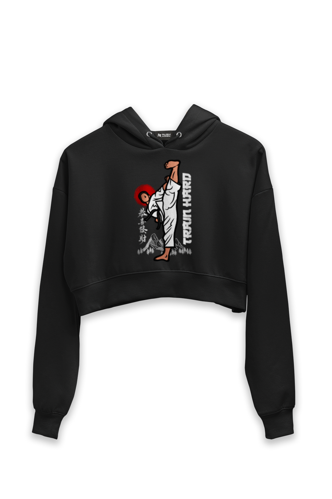 Train Hard Karate Crop Hoodies