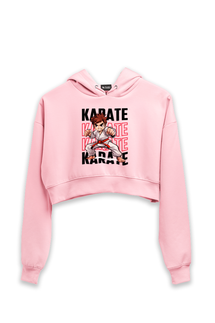 Karate Action Comic Style Crop Hoodie