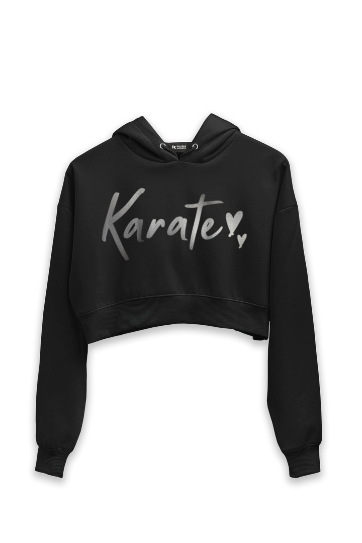 Karate Silver Script Crop Hoodie