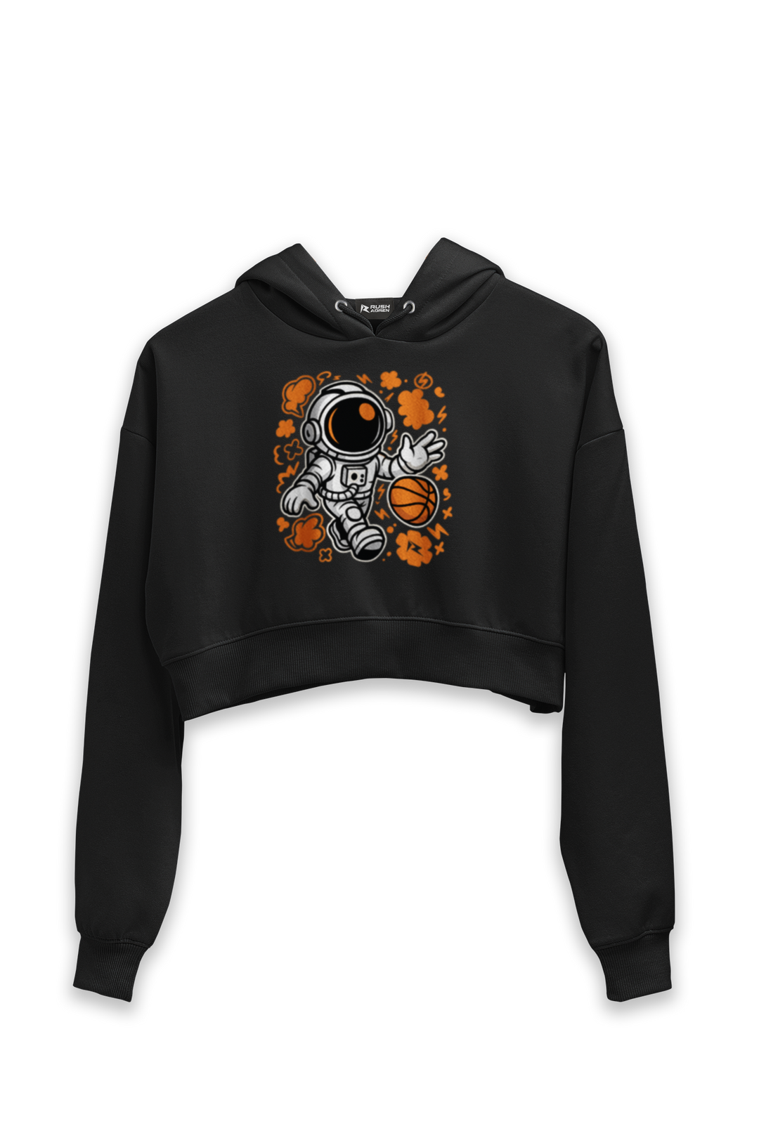 Cosmic Crossover Astronaut Basketball - Female Cropped Hoodie