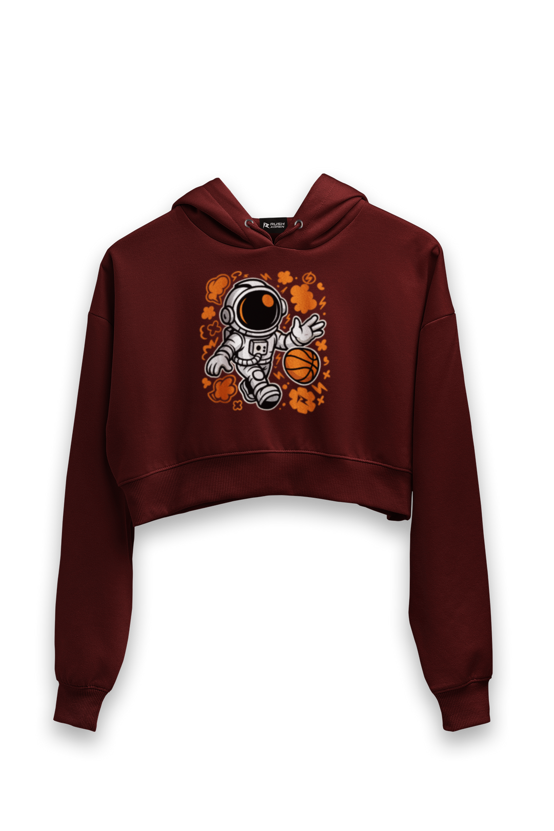Cosmic Crossover Astronaut Basketball - Female Cropped Hoodie