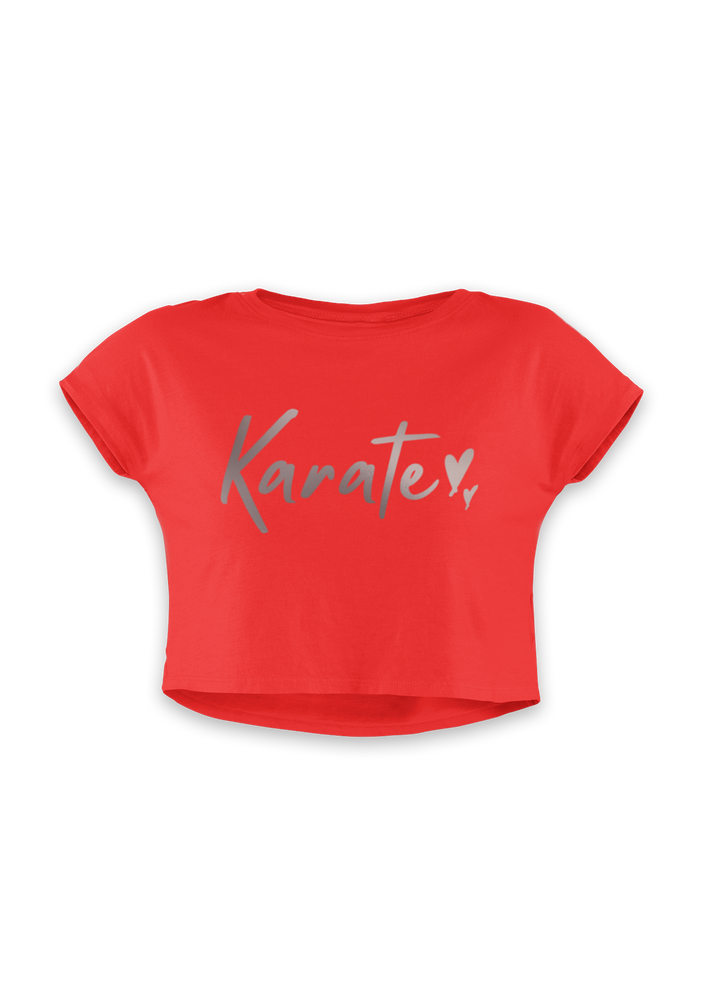 Karate Silver Script Crop Top