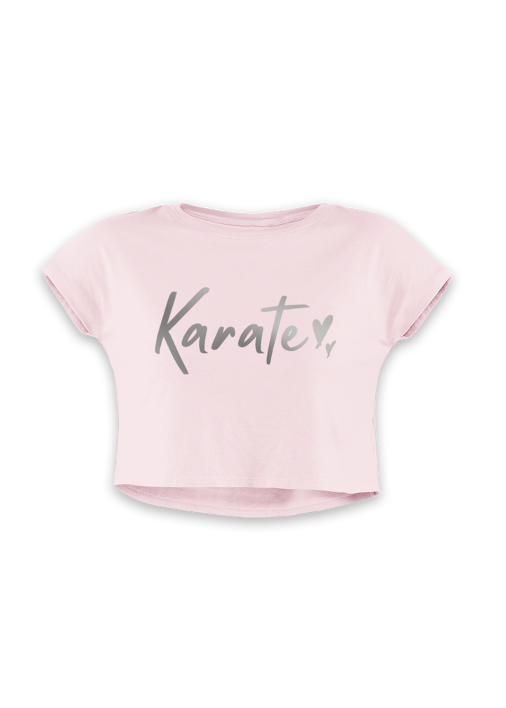 Karate Silver Script Crop Top