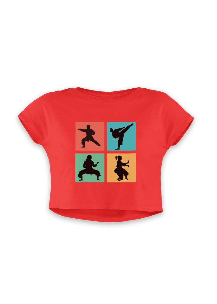 Vibrant Karate Moves Crop Top