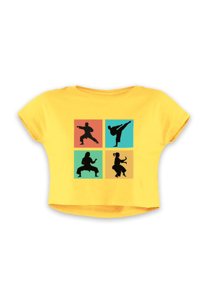 Vibrant Karate Moves Crop Top