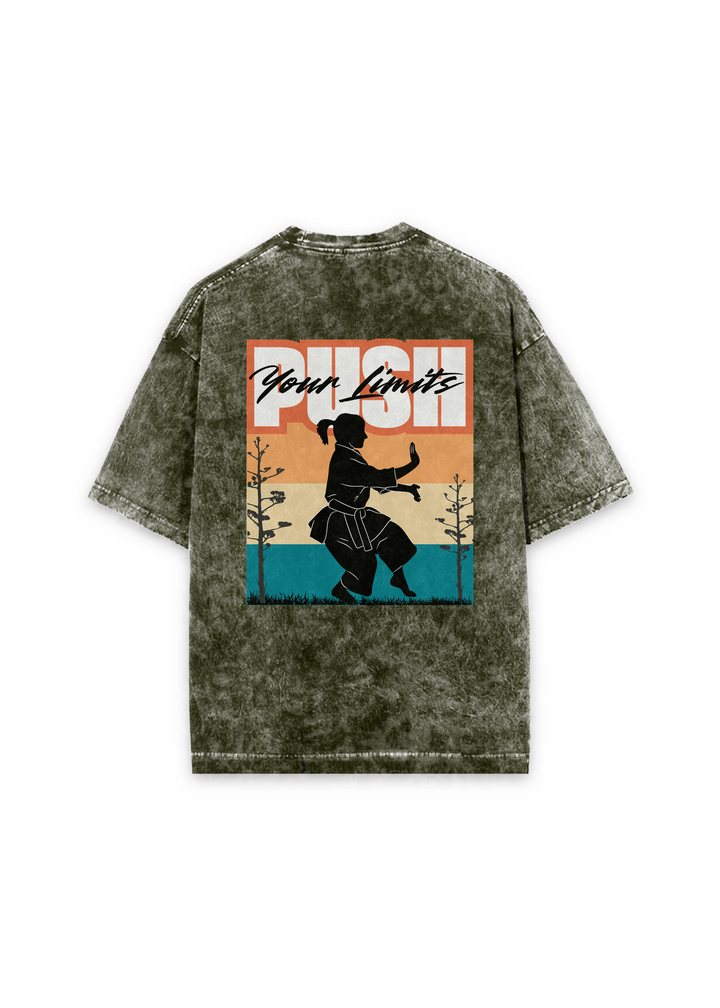 Push Your Limits Acid Wash Oversized T-shirt