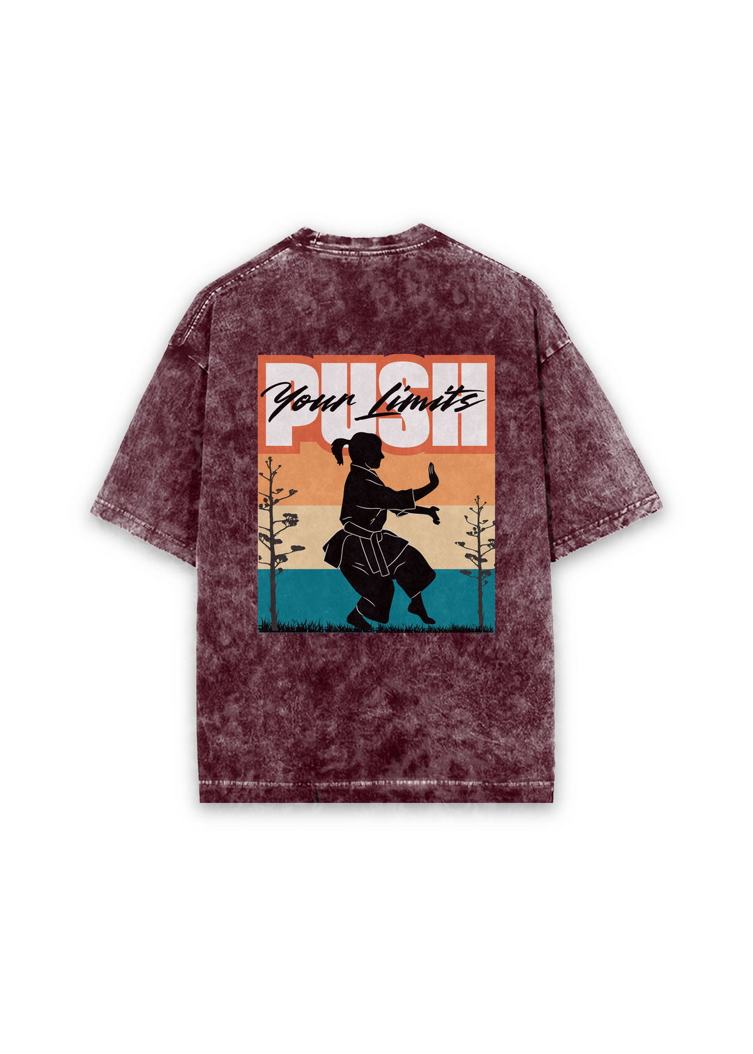 Push Your Limits Acid Wash Oversized T-shirt