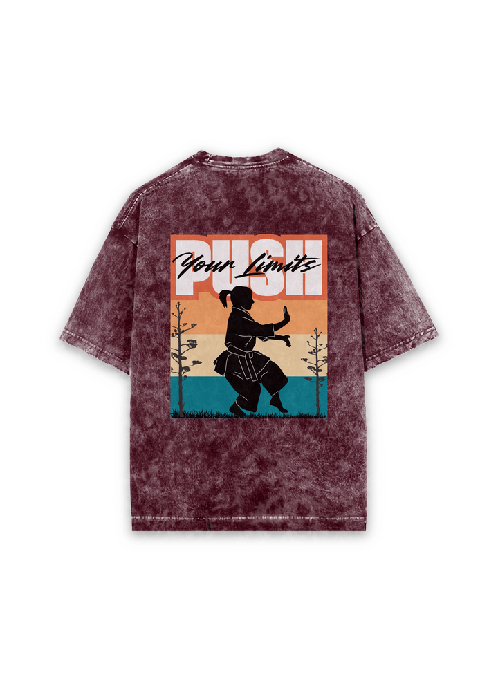 Push Your Limits Acid Wash Oversized T-shirt