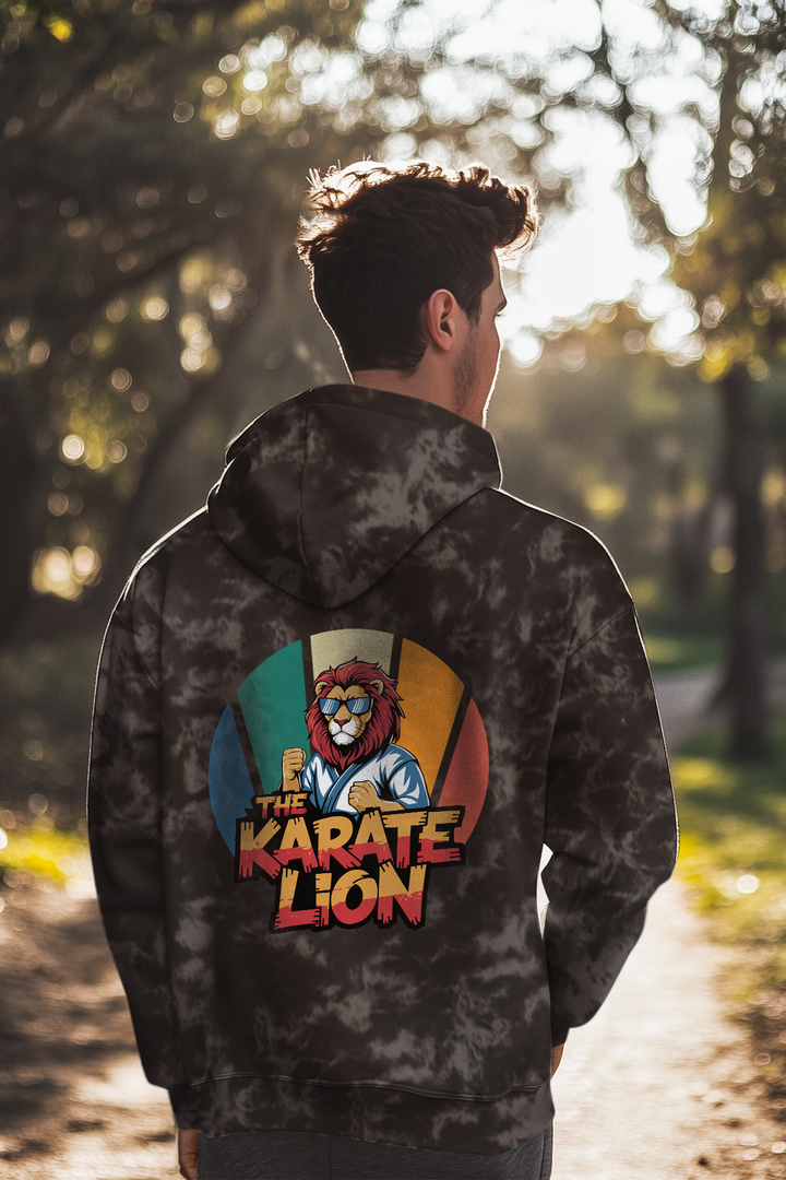 Fearless Karate Lion Acid Wash Hoodie