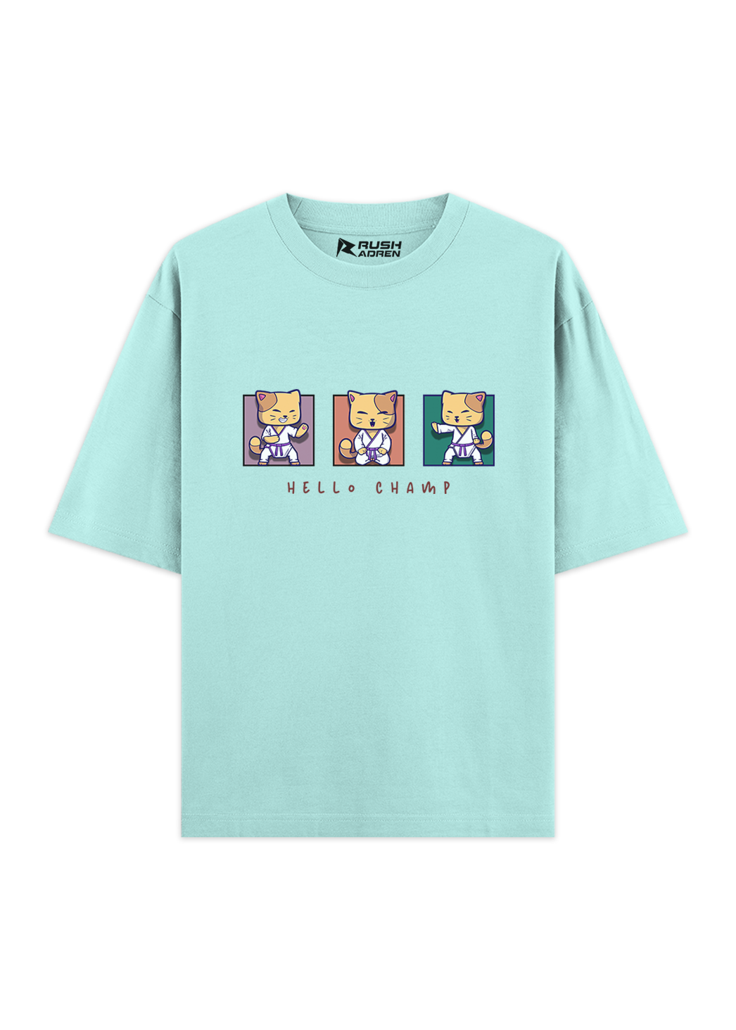 Hello Champ Karate Cat Oversized T-Shirt
