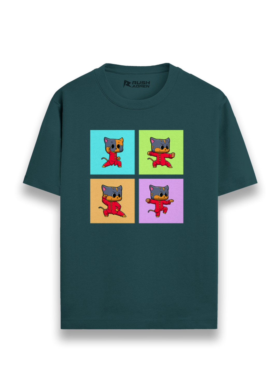 Karate Cat Pop Art Graphic T-Shirt