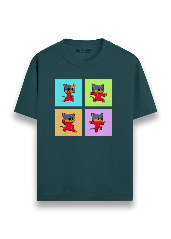 Karate Cat Pop Art Graphic T-Shirt