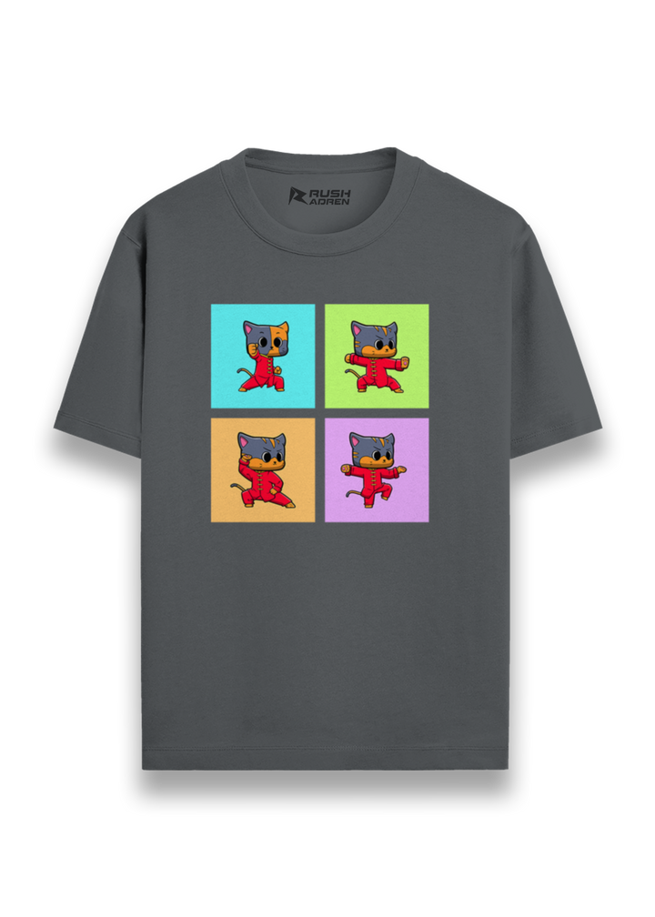 Karate Cat Pop Art Graphic T-Shirt