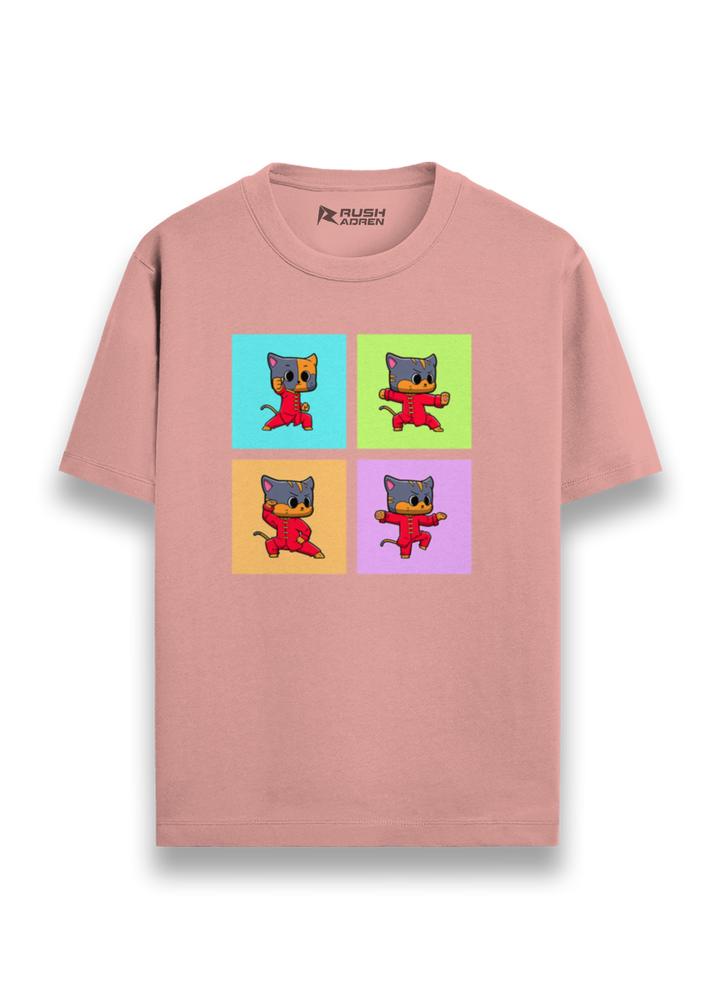 Karate Cat Pop Art Graphic T-Shirt