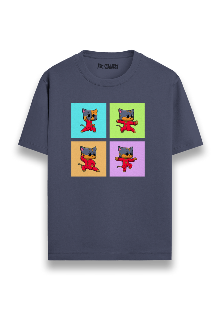 Karate Cat Pop Art Graphic T-Shirt