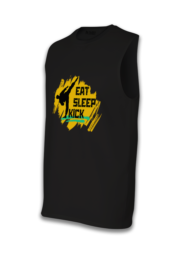 Eat Sleep Kick Sleeveless Karate T-Shirt