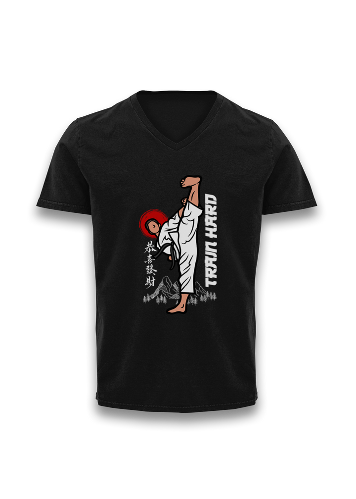 Train Hard Karate V-neck T-Shirt