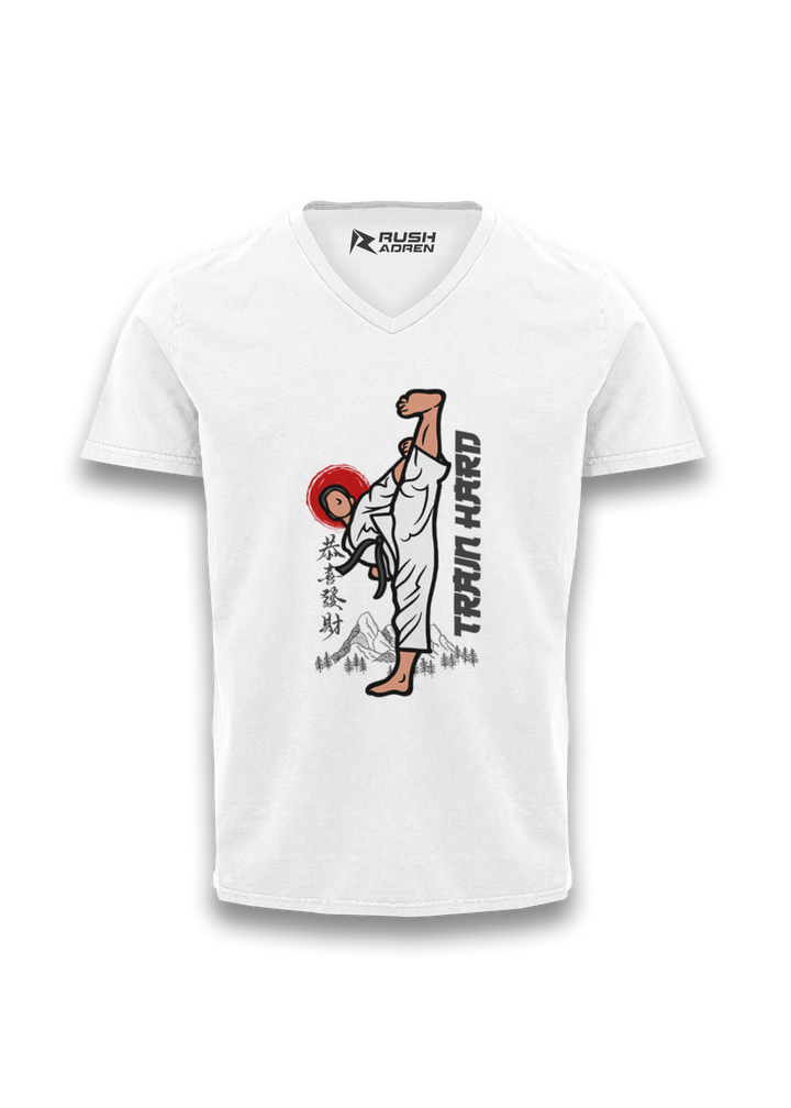 Train Hard Karate V-neck T-Shirt