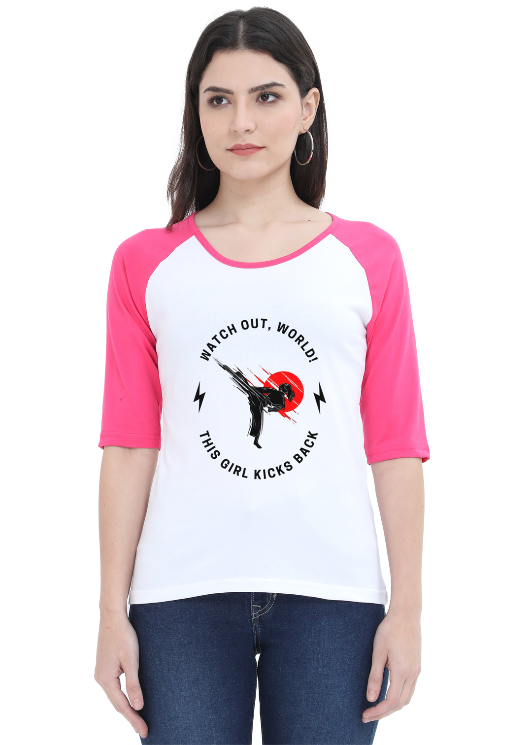 Fearless Girl Raglan 3/4th Sleeve T-Shirt