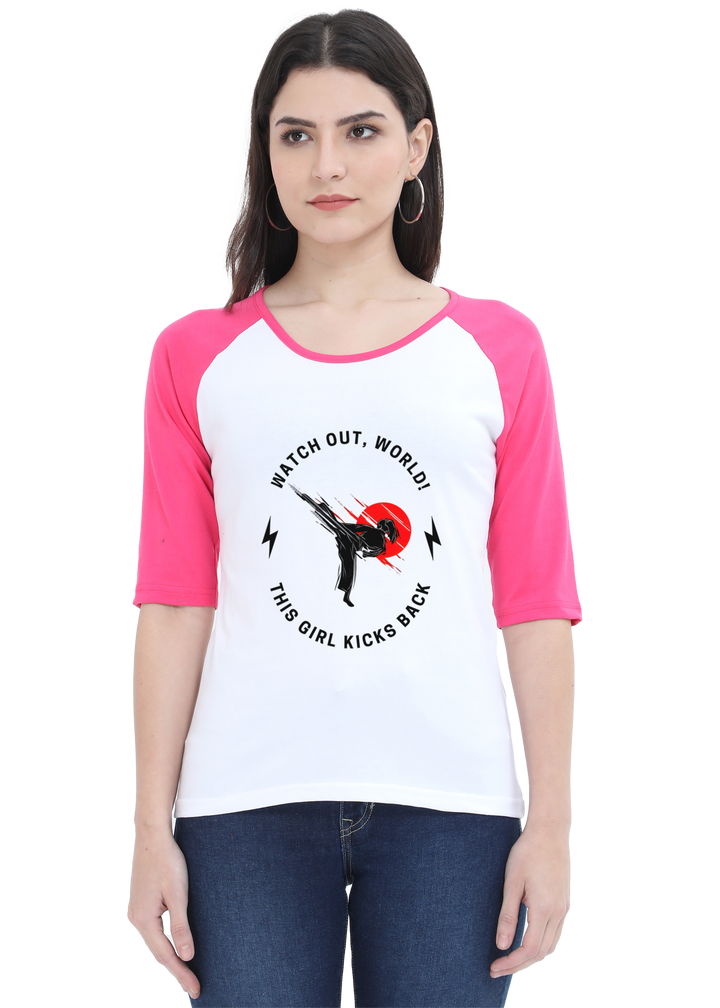 Fearless Girl Raglan 3/4th Sleeve T-Shirt