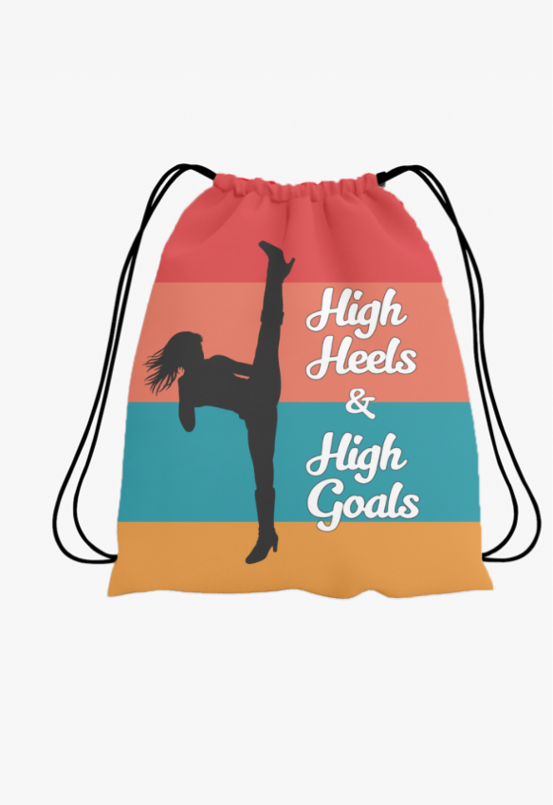 Women's Bag with High Goals Quote & kicking women silhouette 