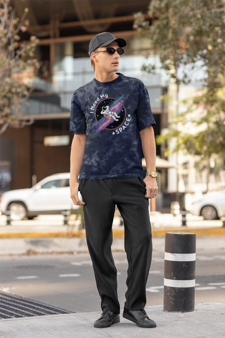 I Need My Space Astronaut Acid Wash Oversized T-Shirt