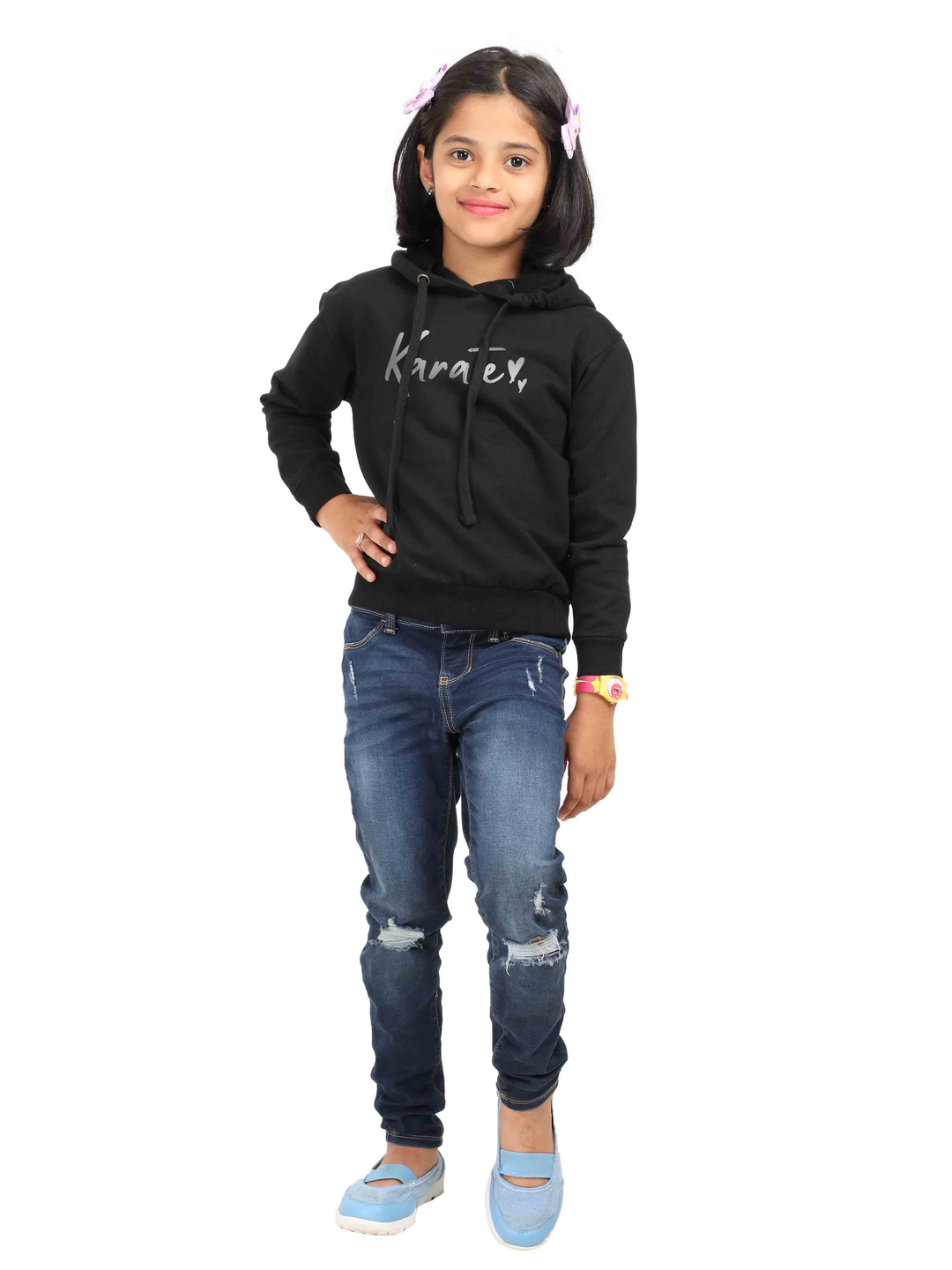 Girls Silver Vinyl Classic Hoodie