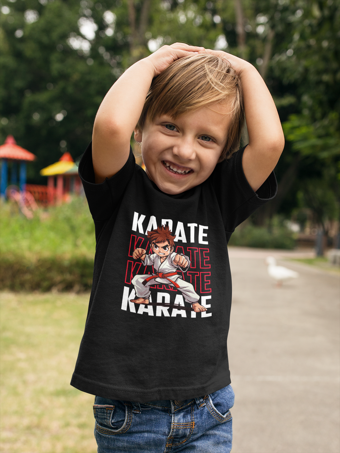 Boys Karate Action Comic Style T-Shirt