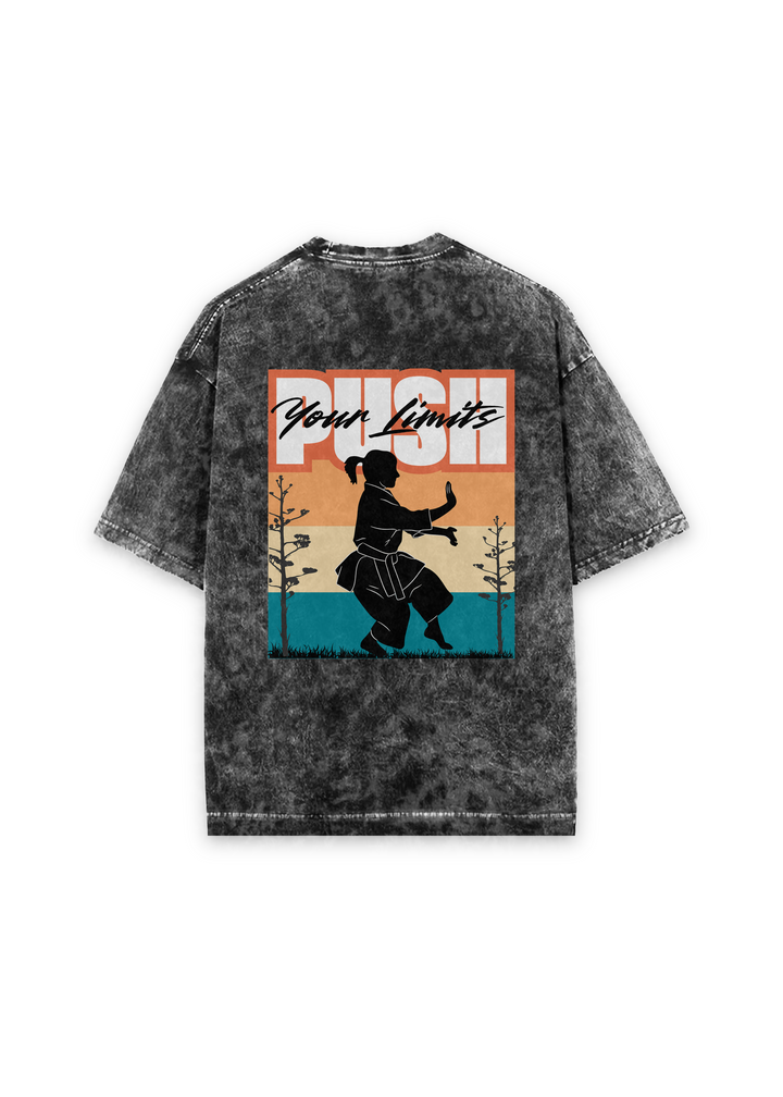 Push Your Limits Acid Wash Oversized T-shirt