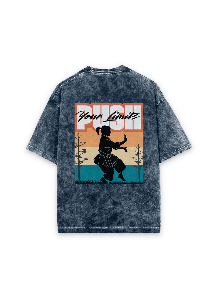 Push Your Limits Acid Wash Oversized T-shirt