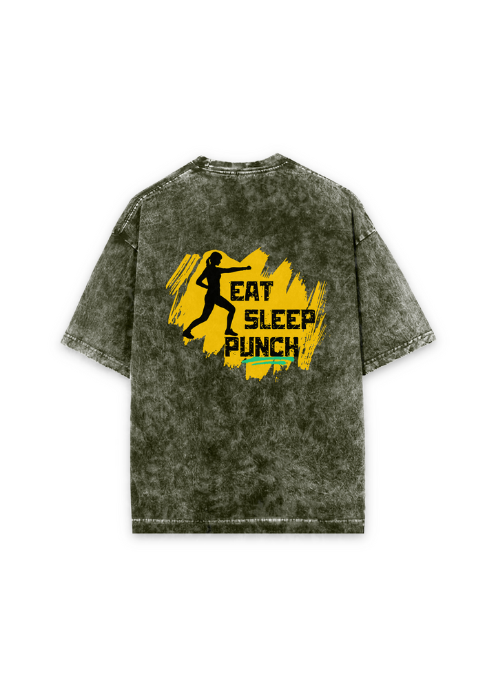 Eat Sleep Punch Acid Wash Oversized T-shirt