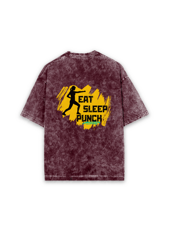 Eat Sleep Punch Acid Wash Oversized T-shirt
