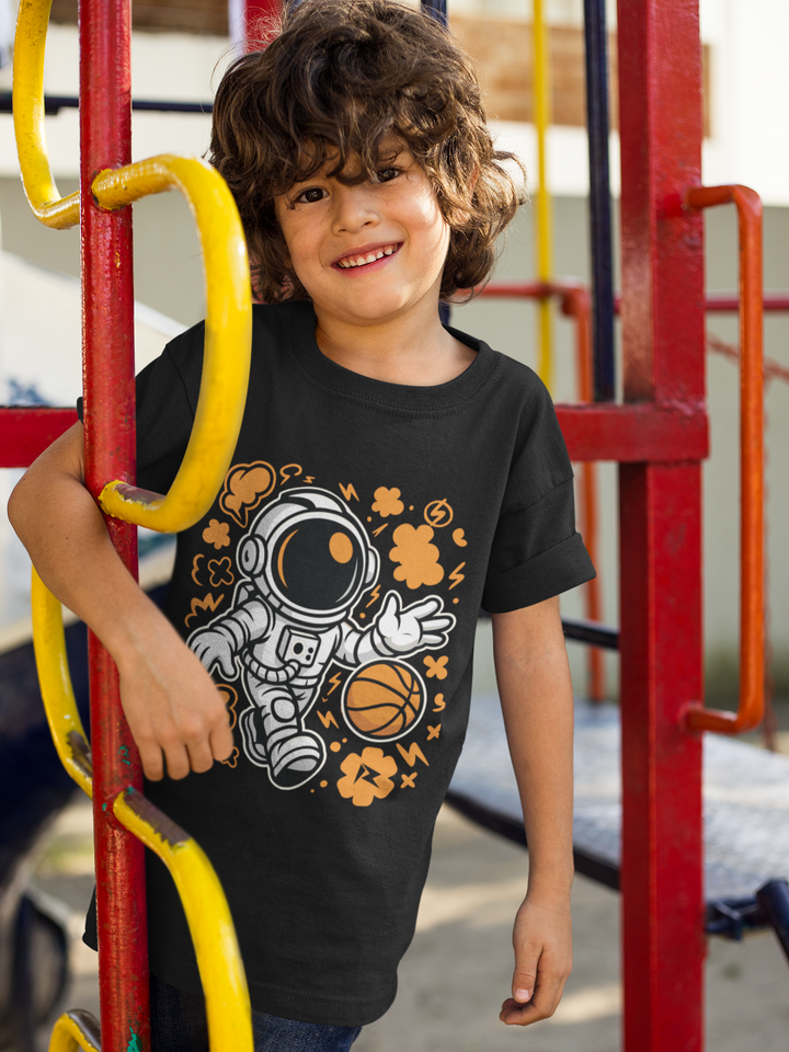 Cosmic Crossover Astronaut Basketball - Kid's Crew Neck T-Shirt